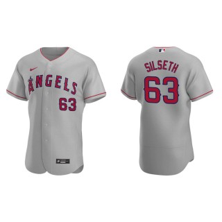 Men's Los Angeles Angels Chase Silseth Gray Authentic Road Jersey