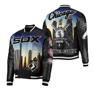 Men's Chicago White Sox Black Remix Full-Zip Varsity Jacket
