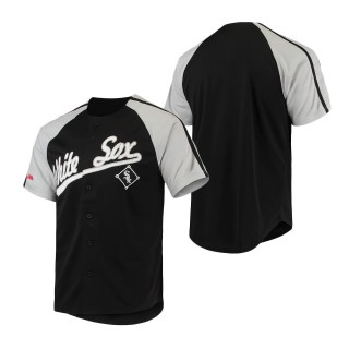 Men's Chicago White Sox Black Button-Down Raglan Replica Jersey