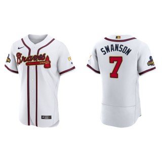 2022 Gold Program Dansby Swanson Braves White Authentic Men's Jersey