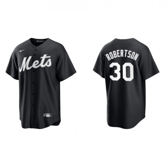 Men's New York Mets David Robertson Black White Replica Official Jersey