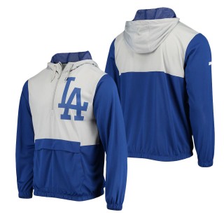 Men's Dodgers Royal Gray Anorak Hoodie Half-Zip Jacket