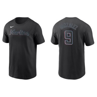Men's Marlins Erik Gonzalez Black Name & Number Nike T-Shirt