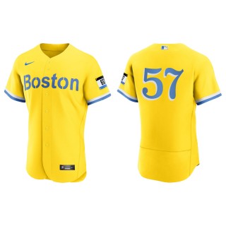 Men's Red Sox Hansel Robles Gold Light Blue 2021 City Connect Authentic Jersey