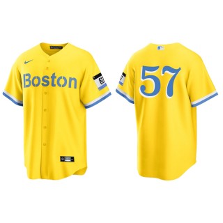 Men's Red Sox Hansel Robles Gold Light Blue 2021 City Connect Replica Jersey