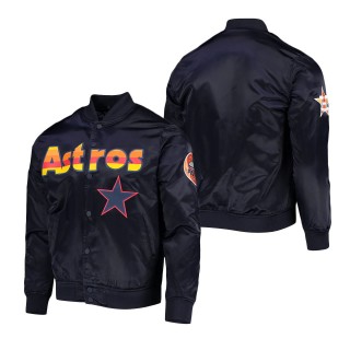 Men's Houston Astros Navy Wordmark Satin Full-Snap Jacket