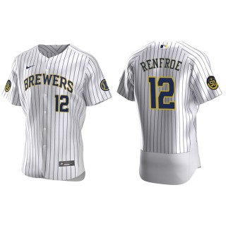 Men's Brewers Hunter Renfroe White Authentic Home Jersey
