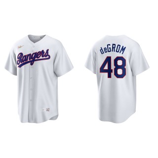 Men's Texas Rangers Jacob deGrom White Cooperstown Collection Home Jersey