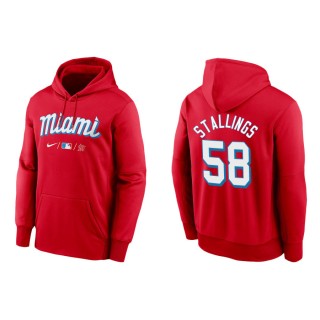 Men's Marlins Jacob Stallings Red 2021 City Connect Therma Hoodie