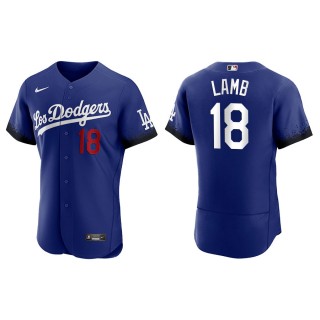 Men's Dodgers Jake Lamb Royal 2021 City Connect Authentic Jersey