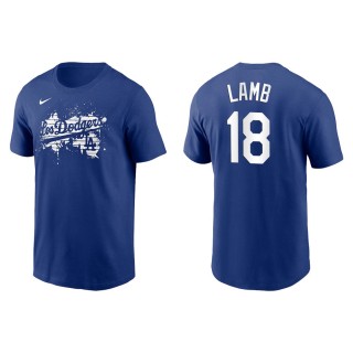 Men's Dodgers Jake Lamb Royal 2021 City Connect Graphic T-Shirt