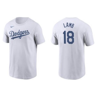 Men's Dodgers Jake Lamb White Name & Number Nike T-Shirt