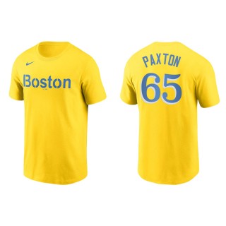 Men's Red Sox James Paxton Gold 2021 City Connect Wordmark T-Shirt