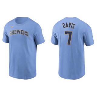Men's Brewers Jonathan Davis Light Blue Name & Number Nike T-Shirt