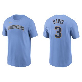 Men's Milwaukee Brewers Jonathan Davis Light Blue Name & Number T-Shirt