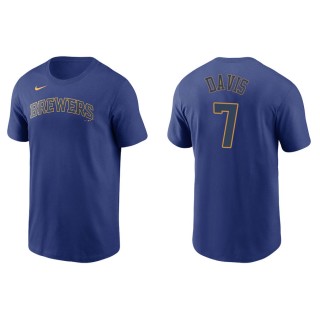 Men's Brewers Jonathan Davis Royal Name & Number Nike T-Shirt