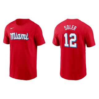 Men's Marlins Jorge Soler Red 2021 City Connect Wordmark T-Shirt