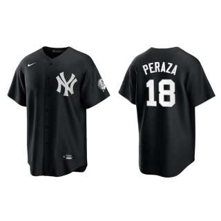 Men's Yankees Jose Peraza Black White Replica Official Jersey