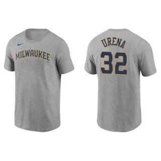 Men's Brewers Jose Urena Gray Name & Number Nike T-Shirt