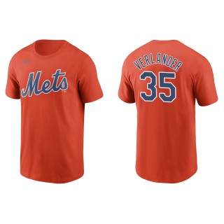 Men's New York Mets Justin Verlander Orange Name & Number T-Shirt