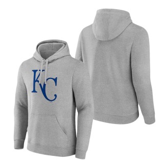 Men's Kansas City Royals Heather Gray Official Logo Fitted Pullover Hoodie