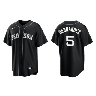 Men's Boston Red Sox Kike Hernandez Black White Replica Official Jersey