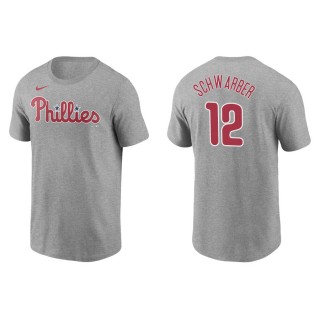 Men's Phillies Kyle Schwarber Gray Name & Number Nike T-Shirt
