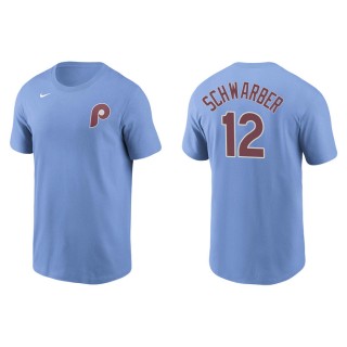 Men's Phillies Kyle Schwarber Light Blue Name & Number Nike T-Shirt