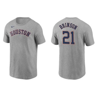 Men's Astros Lewis Brinson Gray Name & Number Nike T-Shirt