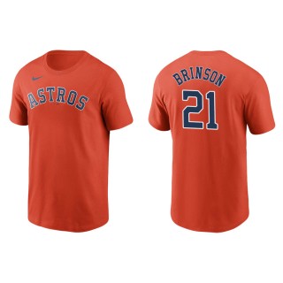 Men's Astros Lewis Brinson Orange Name & Number Nike T-Shirt