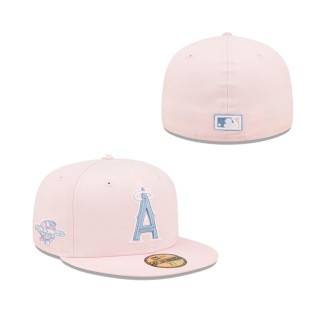 Men's Los Angeles Angels Pink Sky Blue 2002 World Series Undervisor 59FIFTY Fitted Hat