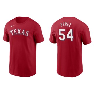 Men's Rangers Martin Perez Red Name & Number Nike T-Shirt