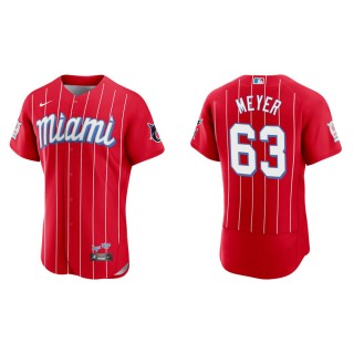 Men's Marlins Max Meyer Red 2021 City Connect Authentic Jersey