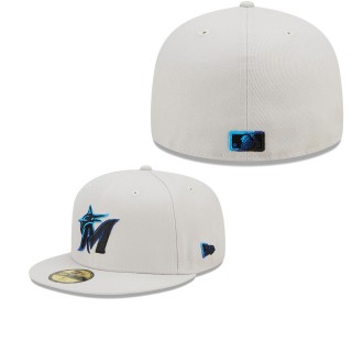 Men's Miami Marlins Khaki Stone Dim Undervisor 59FIFTY Fitted Hat