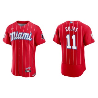 Men's Marlins Miguel Rojas Red 2021 City Connect Authentic Jersey