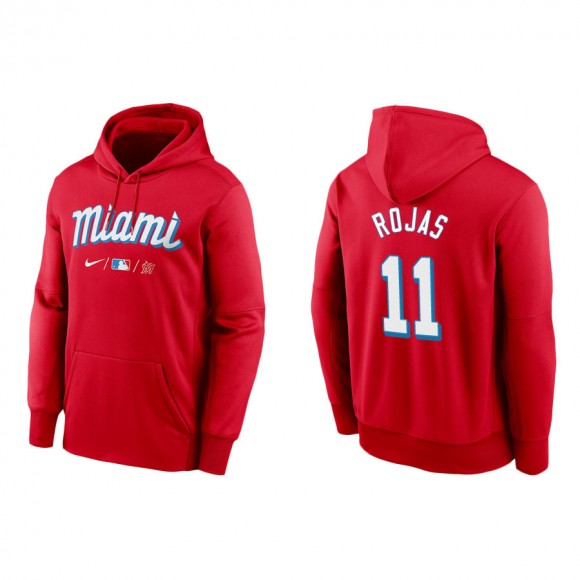 Men's Marlins Miguel Rojas Red 2021 City Connect Therma Hoodie
