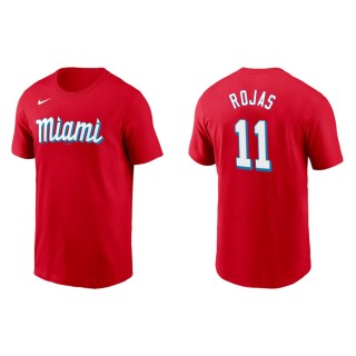 Men's Marlins Miguel Rojas Red 2021 City Connect Wordmark T-Shirt