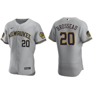 Men's Brewers Mike Brosseau Gray Authentic Road Jersey