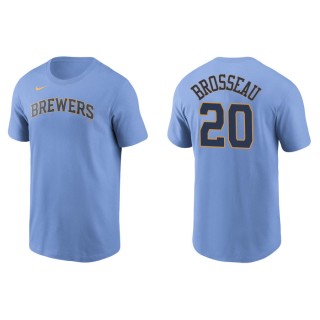 Men's Brewers Mike Brosseau Light Blue Nike T-Shirt