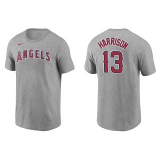 Men's Los Angeles Angels Monte Harrison Gray Name & Number T-Shirt