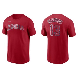 Men's Los Angeles Angels Monte Harrison Red Name & Number T-Shirt