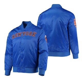 Men's New York Mets Royal Wordmark Satin Full-Snap Jacket