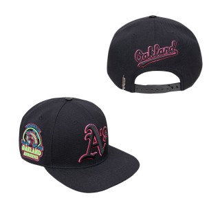 Men's Oakland Athletics Pro Standard Black Cooperstown Collection Neon Prism Snapback Hat