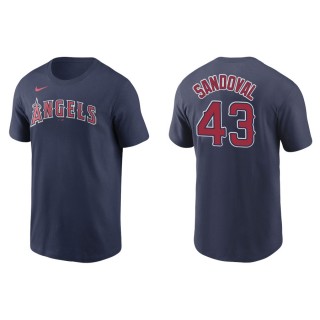 Men's Los Angeles Angels Patrick Sandoval Navy Name & Number T-Shirt