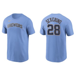 Men's Brewers Pedro Severino Light Blue Name & Number Nike T-Shirt