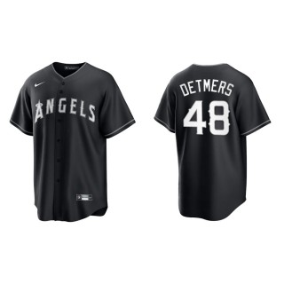 Men's Los Angeles Angels Reid Detmers Black White Replica Official Jersey