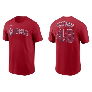 Men's Los Angeles Angels Reid Detmers Red Name & Number T-Shirt