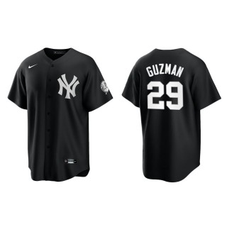 Men's Yankees Ronald Guzman Black White Replica Official Jersey