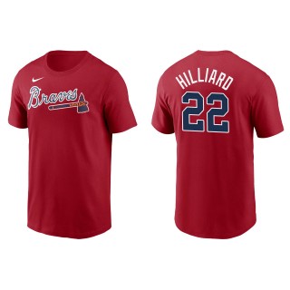 Men's Atlanta Braves Sam Hilliard Red Name & Number T-Shirt