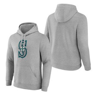 Men's Seattle Mariners Heather Gray Official Logo Fitted Pullover Hoodie